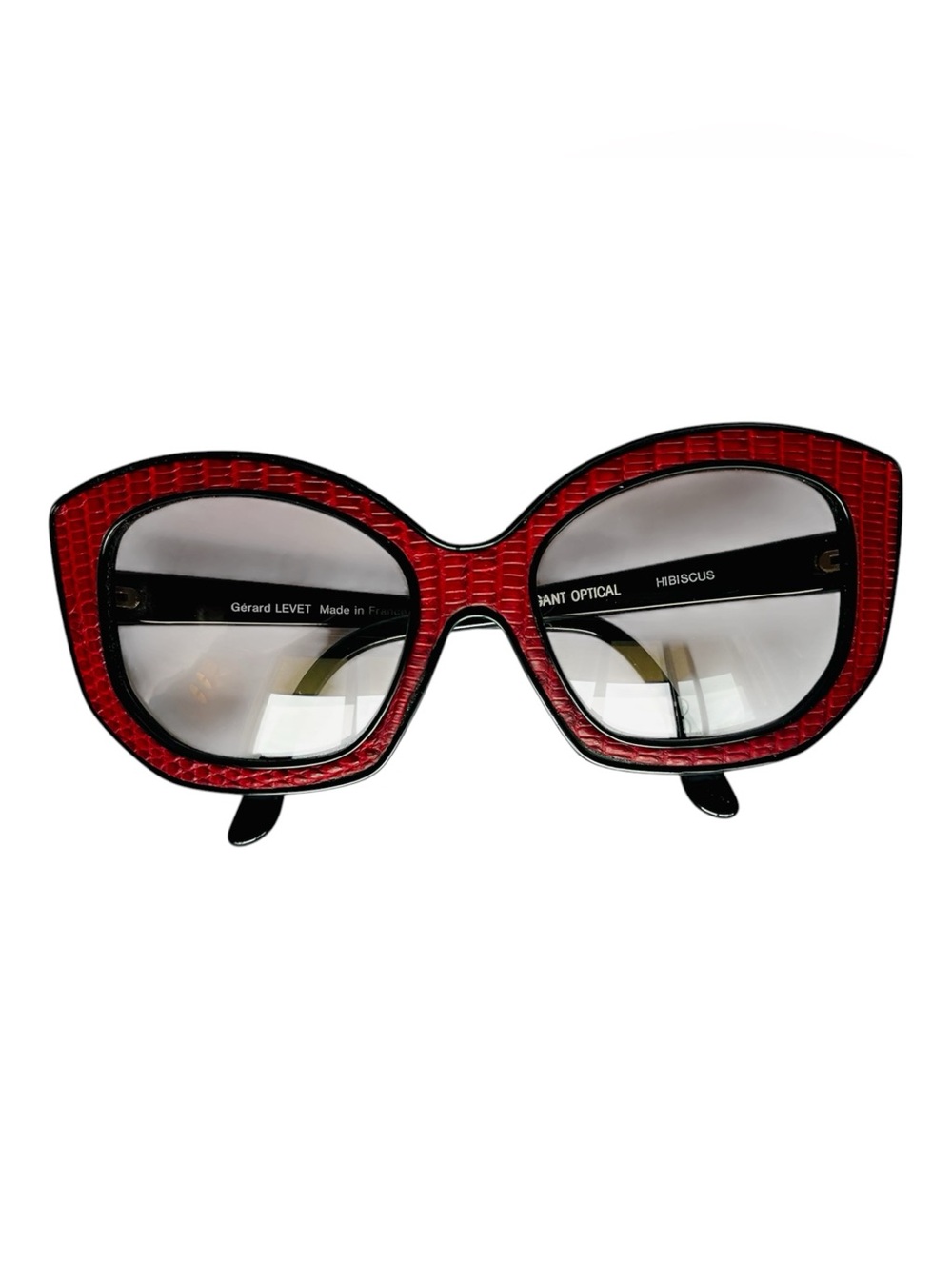 Gerard Levet Hibiscus Vintage Eyeglasses Red Textured Reptile Frame Made  France